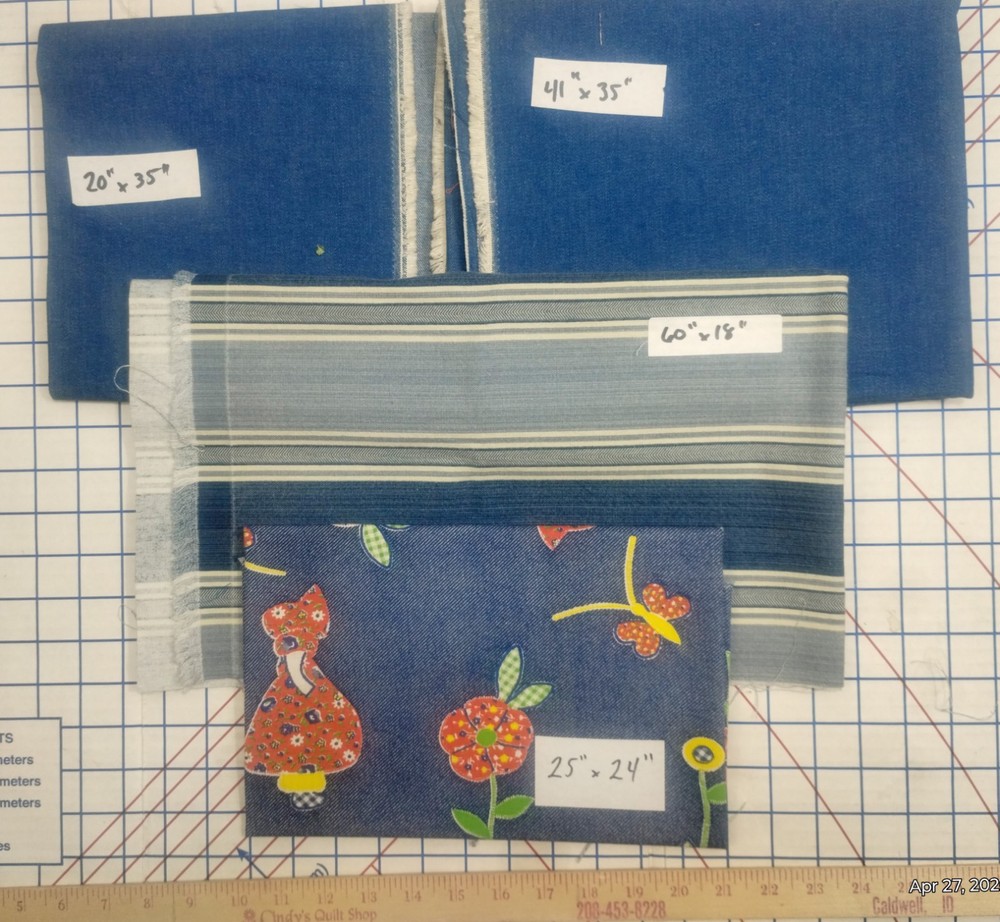 Vintage Denim LOT/ 3 Different Styles/Heavy &Med Weight/ 1.6 Yds