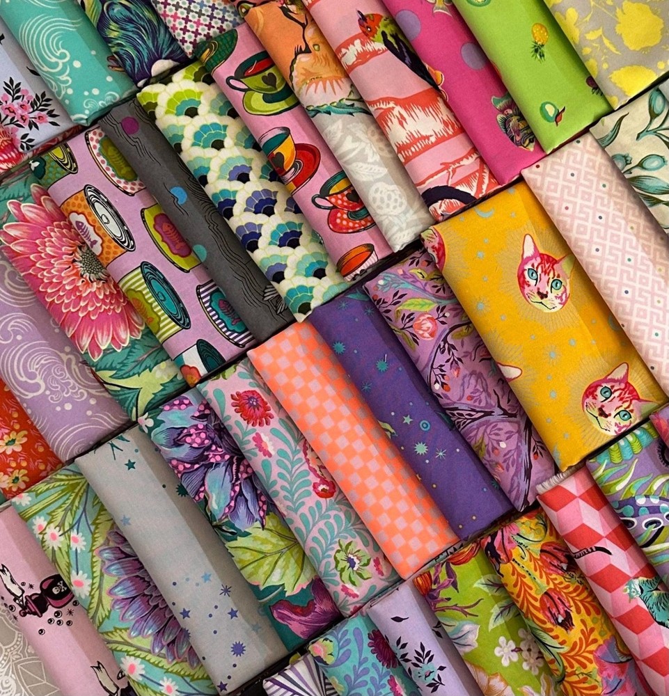 Tula Pink 10 Piece Fat Eighths Scrappy STASH BUILDER! Mystery Fat Eighths Bundle
