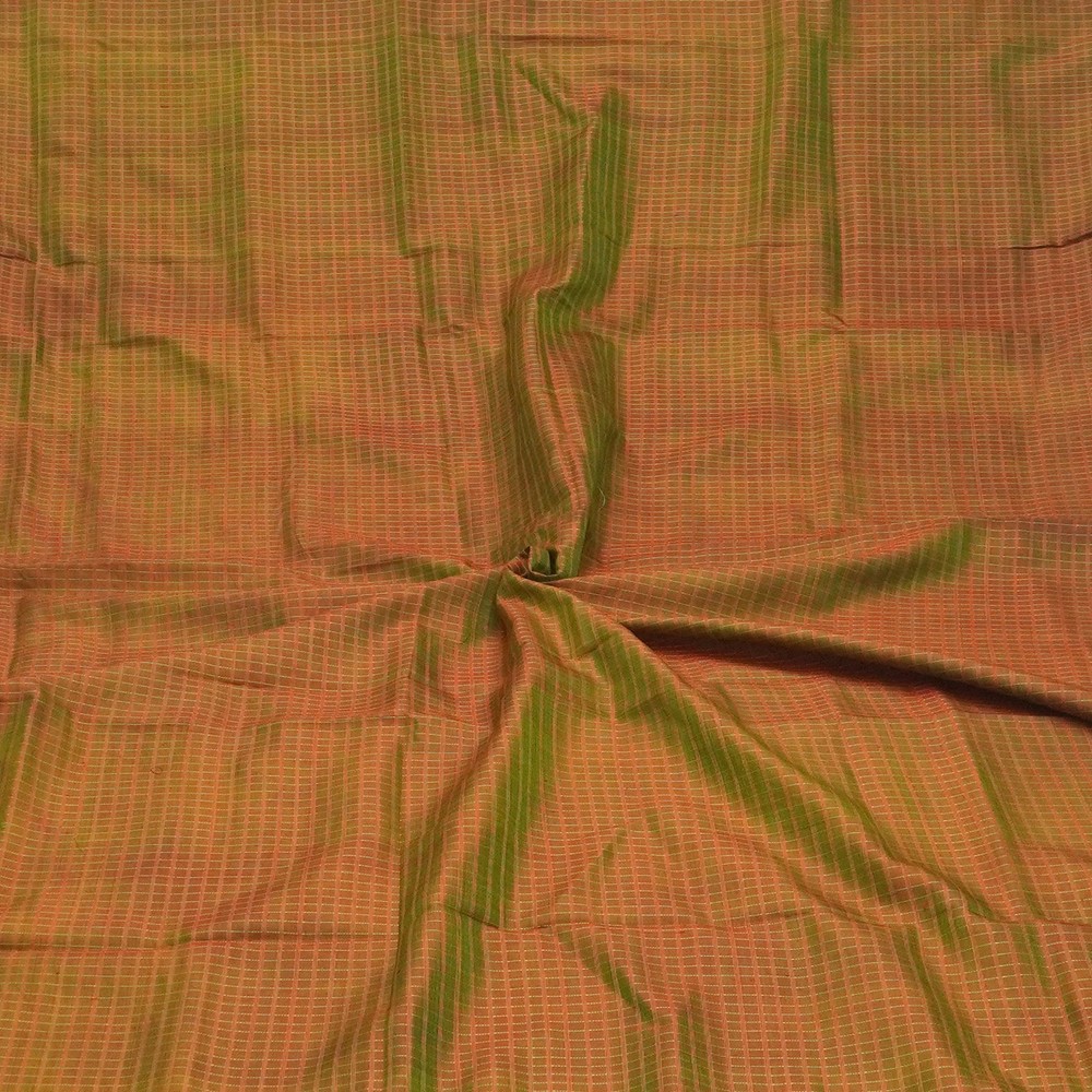 Vintage Green Dual Tone 100% Pure Silk Sari Remnant 5YD Craft Fabric Silk Scrap
