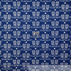BonEful Fabric FQ Cotton Quilt Navy Blue White American Star Stripe Boots Boy US