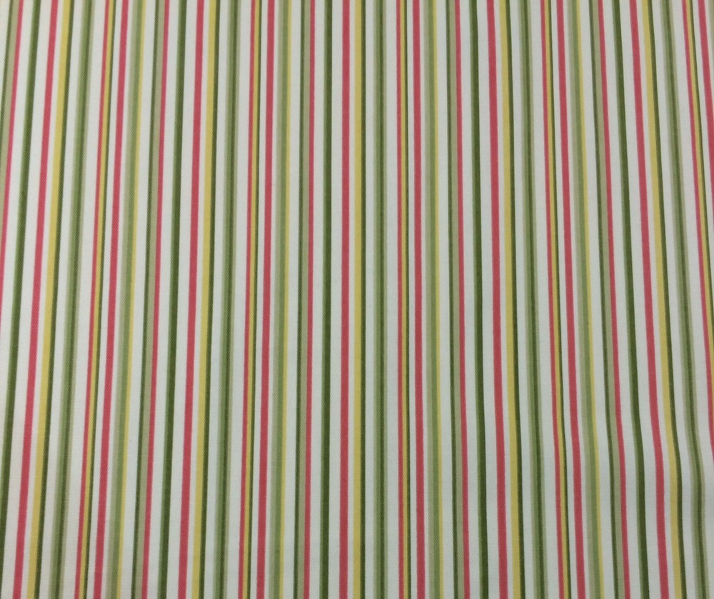 COVINGTON FREESIA GREEN RED YELLOW STRIPED FURNITURE FABRIC BY THE YARD 54″
