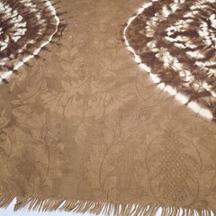 Vintage West African Bazin Riche Damask Fabric Tie Dye Brown Ochre Boho 2.4Yds