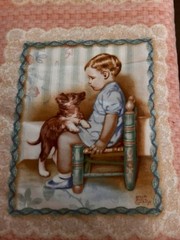 VTG Bessie Pease Gutmann Flannel Panel Four 10”x12” w/ Poly Batting 21½” x23½”