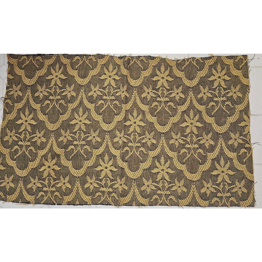 Vintage Mustard Gold Black Woven Coverlet Piece Nice