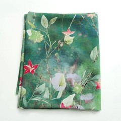 55” Wide Green Leaf Pattern Viscose Fabric Soft Dress Gown Shawl Material Rayon