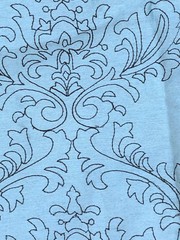 Fabric Remnant Light Blue Brown Damask Embroidered Inch Long 40” Wide