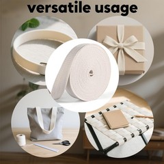 Cotton Webbing 1 Inch, 10 Yards Polyester Weave Ivory white
