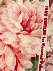 Pastel Pink Purple Flowers on Off White Large Print Fabric 1Y x 43″ Joan Kessler