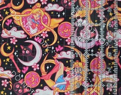 Custom 100% Cotton Woven Fabric Anime Sailor Moon Black By The 1/4 Yard 9×56