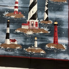 Lighthouse Cotton Fabric Panel Harbor Lights 33 x 40 inches
