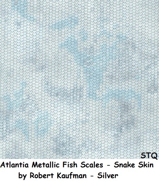 Atlantia Metallic Fish Scales Snake Skin cotton quilt fabric Kaufman BTY Silver