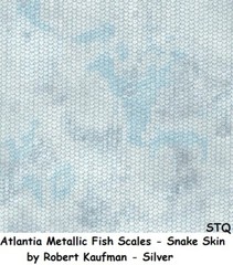 Atlantia Metallic Fish Scales Snake Skin cotton quilt fabric Kaufman BTY Silver