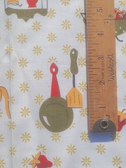 1 yd MCM VTG Gold Avocado Green Red Yellow Kitchen Novelty Fabric Cotton 38″ W