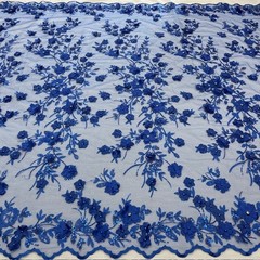 3D Floral Lace Fabric by Yard – Luxury Embroidered Bridal Mesh VT-35