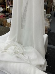 Faux Linen Sheer Voile Gasa Fabric 116” Wide Curtain Drapery Sold BTY Off White