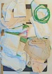 LOT Crafting Fabrics Assorted Cotton Embroidered Square Round Oblong Beige 3 Lbs