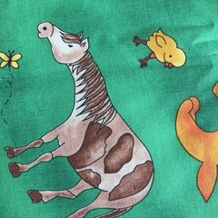 Vtg Sunbonnet Sue Suzie Q on Farm Fabri-Quilt by the yard Cotton Fabric 44″ w