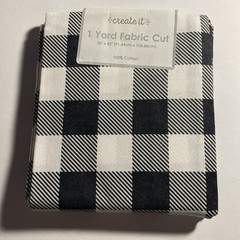 Create It – One Yard Fabric Pre-Cut 36″ x 42 | Black White Plaid 100% Cotton