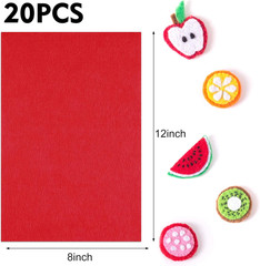 20Pcs Red Felt Fabric Sheets 8 X 12 Inches Felt Squares Assorted Color Nonwoven