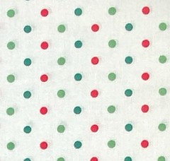 Red & Green Dots on White Fabric, by Half Yard, Christmas Polka Dots