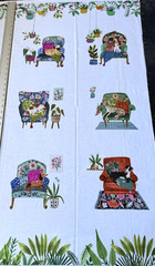 Dogs in Comfy Chair by Rebecca Jones for Clothworks cotton Panel 43×24 RARE