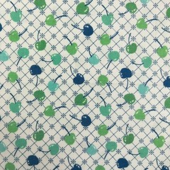 Lori Holt Cook Book Fabric Cherries Denim Blue Lattice Cotton Fabric by the Yard