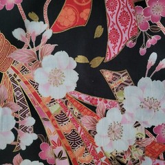 Noshi Ribbons & Florals on Japanese Cotton Lightly-Textured Shirting W/ GOLD