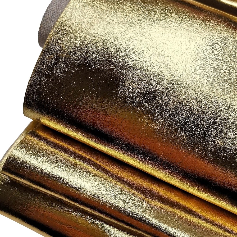 Gold Metallic Faux Leather Vinyl PU Leather Fabric for Leather Craft Supplies