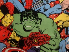 MARVEL COMIC PACK COTTON FABRIC SUPER HERO HULK CAPTAIN AMERICA 1Y X44″w