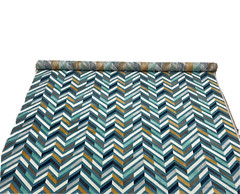 BRENTANO PANDORA ARACHNE CHEVRON VELVET GRAY AQUA CUSHION FABRIC 1.6 YARDS 50″W