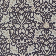 MODA – Morris Muse by Barbara Brackman – Triple Net Florals – Twilight ,1/4 yard