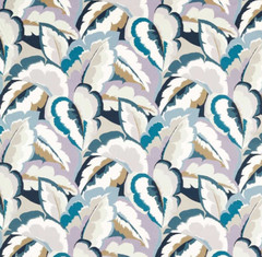HARLEQUIN CURTAIN FABRIC Calathea 3.5 MTRS CORNFLOWER/AZUL/SHIITAKE/WILD COTTON