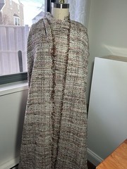Mendel Goldberg Wool Blend Tweed Boucle, 2yds X 60″,Brown, Tan, Off White, Red