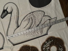 Cut & Sew Swan & Wreath vintage “pillow” cut out fabric Heart & Grapevine