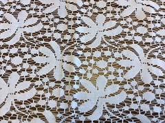 WHITE FLORAL LACE #1-POLY-50 INCH WIDE– 1 1/8 YARDS