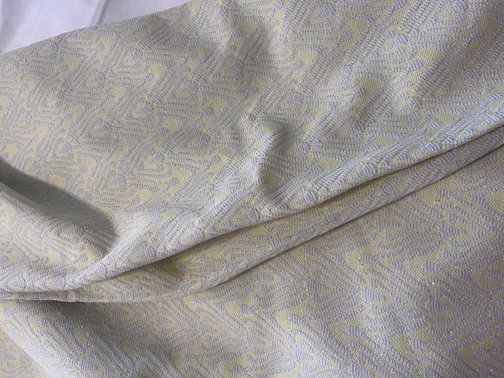 Vintage 70s Metallic/Lurex Yellow White Fabric BTY Slight Discoloration