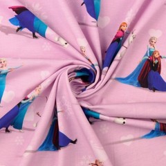 1M X 1.51M Ice Queen Frozen Elsa Cotton Jersey Pink Fabric