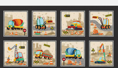 Construction Scenes Fabric 21″ X44″ Trimmed Panel as Shown Cotton Blank Quilting