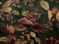 Curtain Upholstery Velvet Fabric “Pheasant Forest” Soft Furnishing Cushion Use