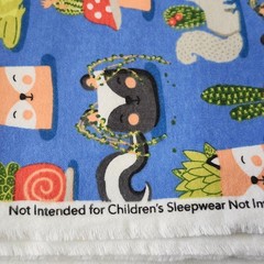 Super Snuggle Flannel Fabric 5 yd New Uncut Succulent Animals Blue