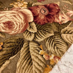 Vintage Richloom Floral Cotton Jacquard OLIVE Green Drapery Pillow Fabric BTY