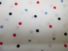 Small Blue Red Black Polka Dots on White Cotton Fabric 1 yd x 44 craft quilt