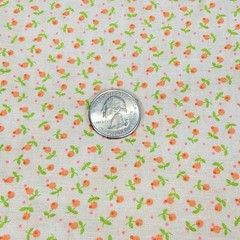 Vtg Ditsy Floral Fabric Cotton Peach Orange Green 2 Yds x 45 Doll