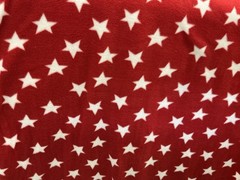 Red American White Stars Print Fleece Fabric – 60″ Wide – Sold by The Yard