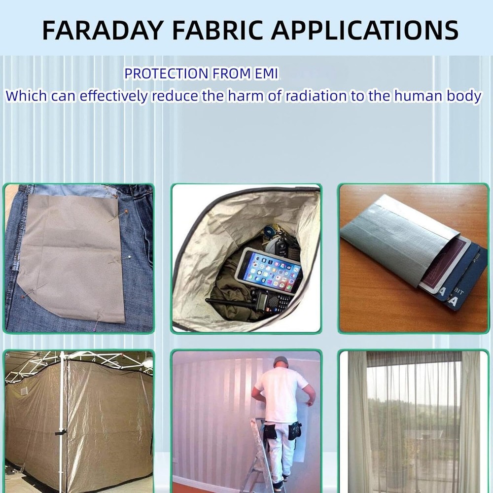Emf Protection Fabric Faraday Fabric Polyester EMI Rf & RFID Shielding 43″ X 59″