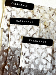 Casamance Sheer Designer Fabric Sample Geometric Brown Metallic Copper Set of 3