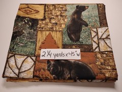 Bears Fabric 2.25 Yards x 45″ Wide Cotton Birch Bark, Stone Wall, Sticks Design