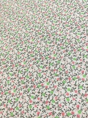 Country Calico Soft Gray w Mint & Pink flowers cotton Fabric per yard