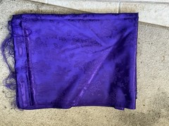 DEEP PURPLE SATIN Jacquard Brocade Fabric Rosette Floral 58 Inch Polyester, BTY