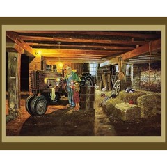 NEVER to BUSY 36″ x 45″ Fabric Quilt Panel, Farm, Barn, Tractor, Vintage, Nostal